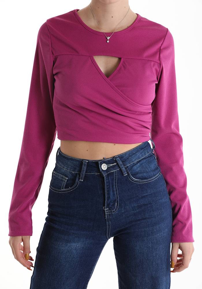 Ribbed Crop Top - Fuchsia