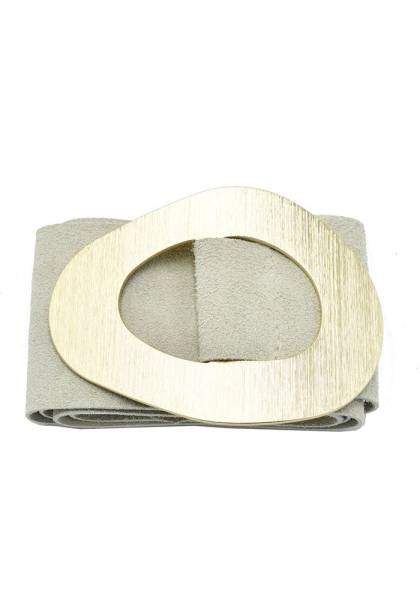 Suede Leather Belt - Beige