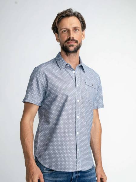 Petrol Shirt with Short Sleeves - Blue