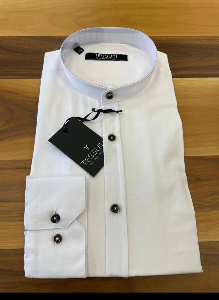 Mandarin Collar Shirt - White