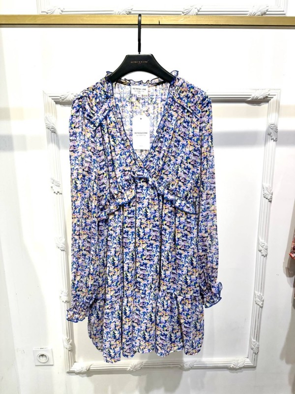 Floral  Print Dress - Blue