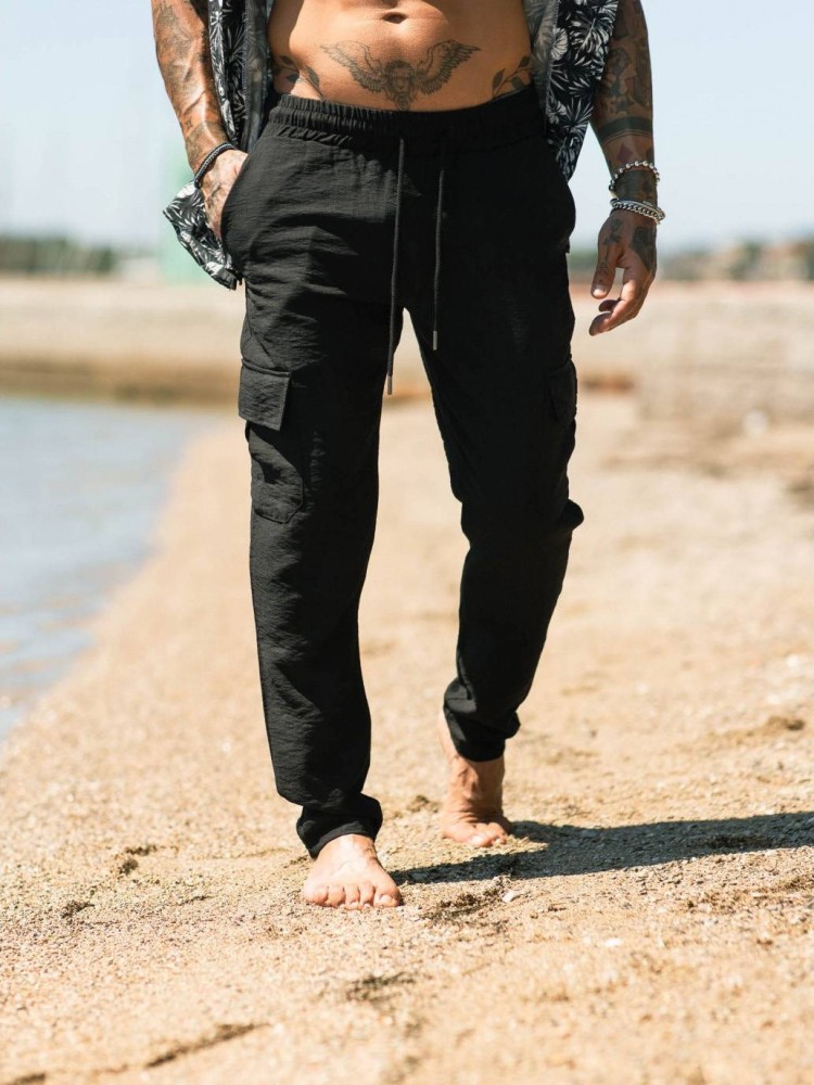 Rebel Linen Trousers - Black