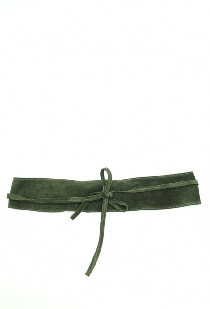 Suede Leather Belt - Khaki