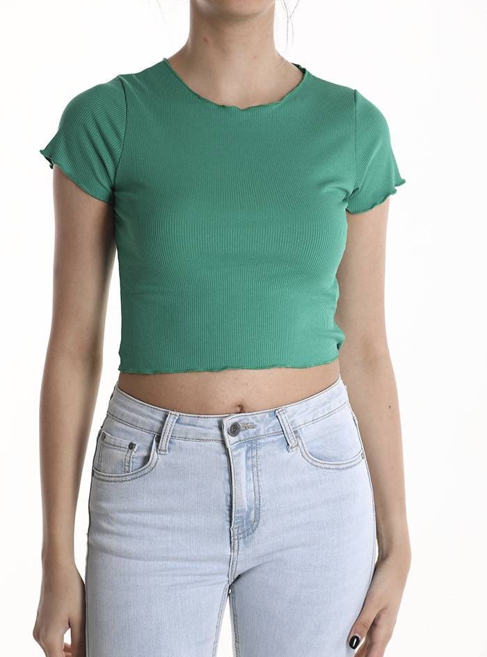 Basic Ribbed T-shirt - Green
