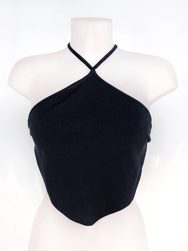 Ribbed Open Back Top - Black