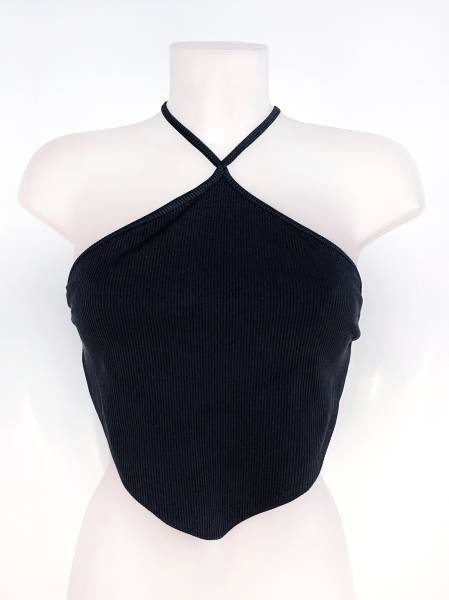 Ribbed Open Back Top - Black