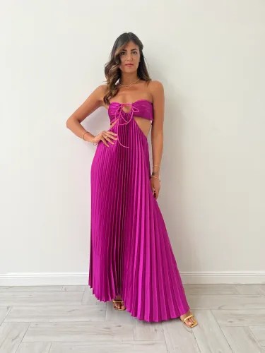 Pleated Maxi Dress - Fuchsia