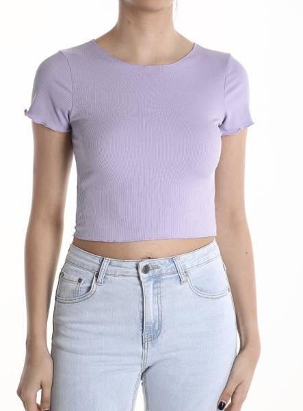 Basic Ribbed T-shirt - Lilac