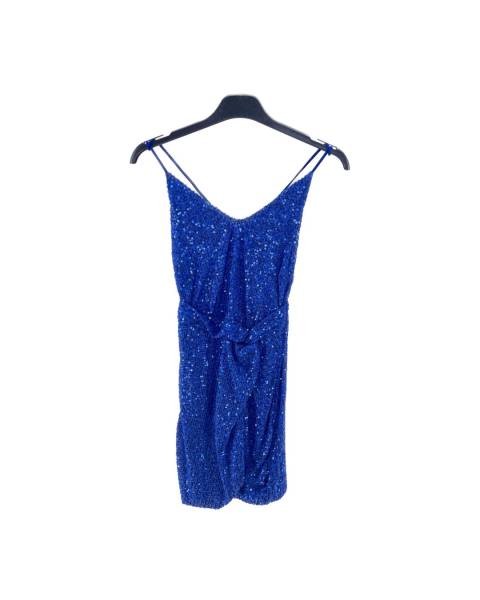 Sequin Open Back Knot Split Dress - Royal Blue