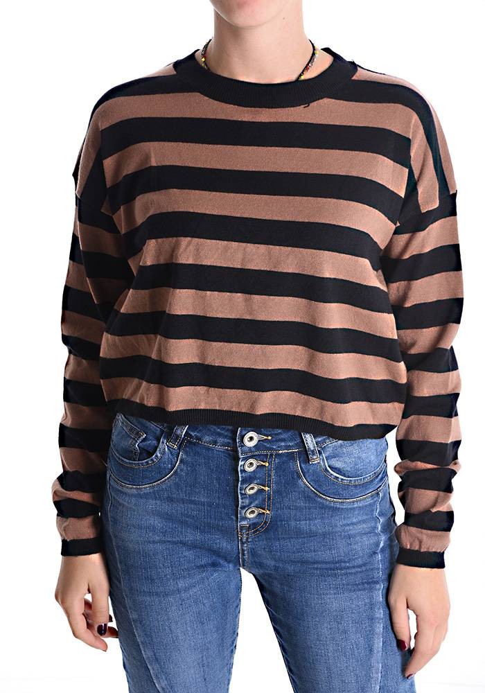 Striped Knit Top - Camel