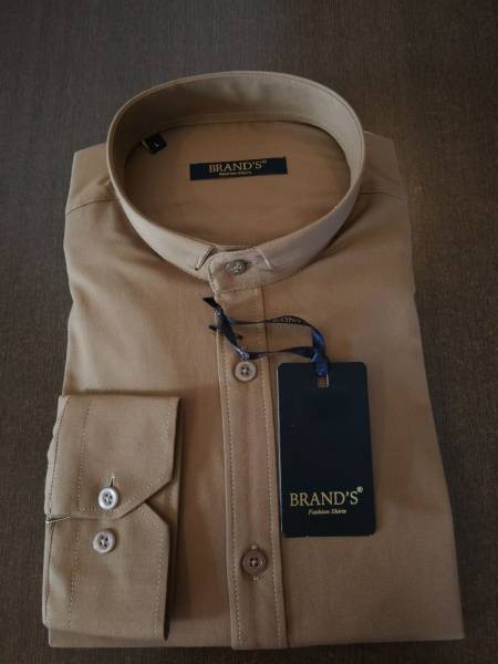 Mao Collar Shirt - Camel