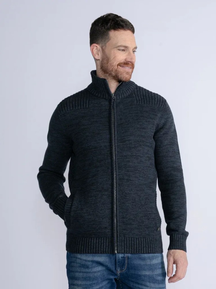 Petrol Marl Cardigan Woodstock - Blue