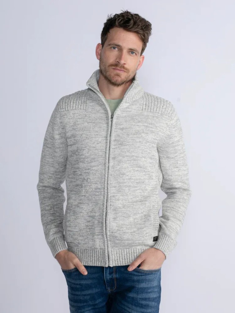 Petrol Marl Cardigan Woodstock - White