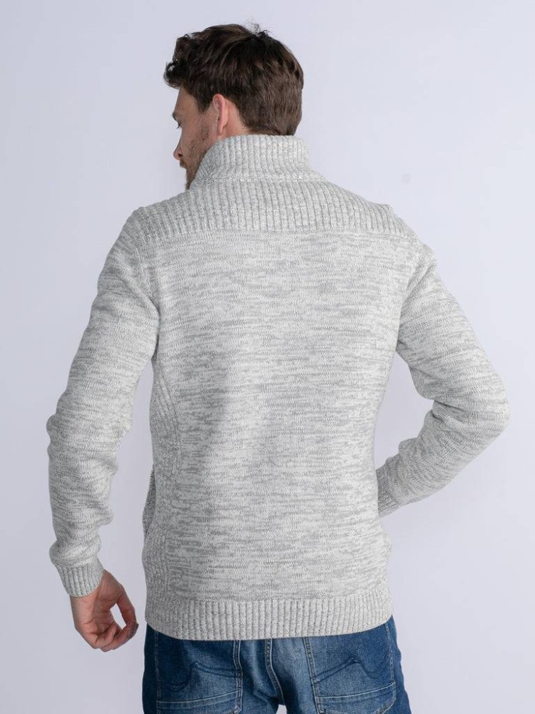 Petrol Marl Cardigan Woodstock - White