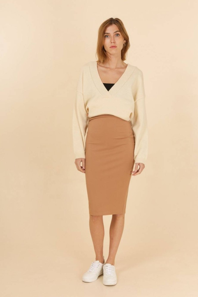 Basic Pencil Skirt - Camel