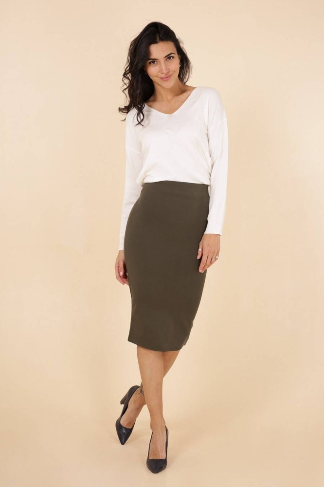 Basic Pencil Skirt - Khaki