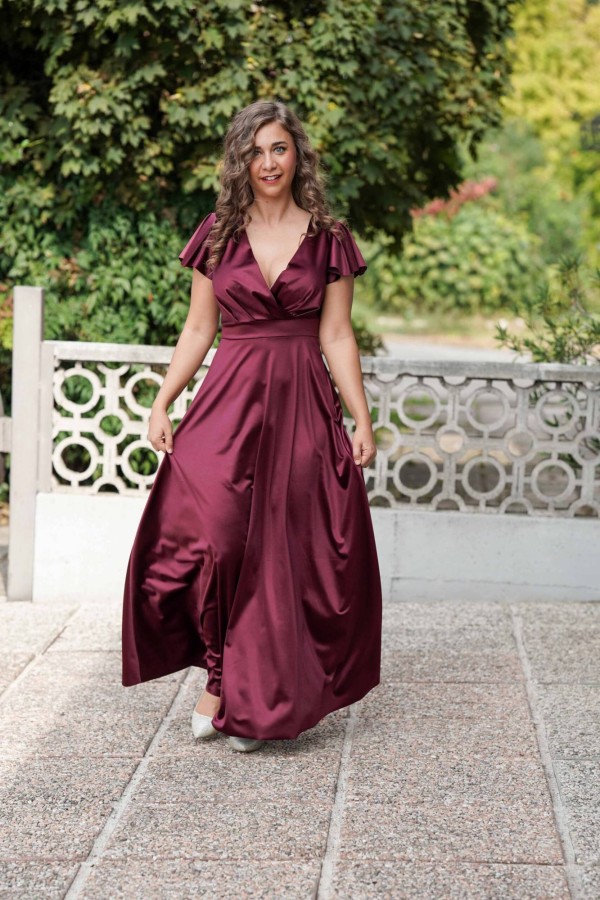 Bell Sleeves Maxi Dress - Bordeaux