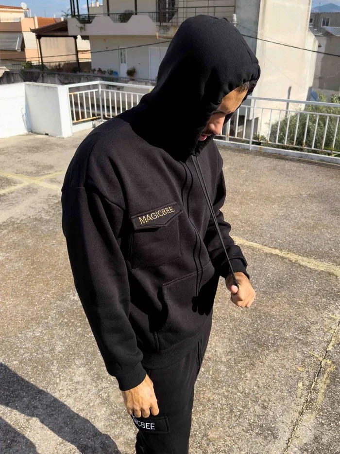 MagicBee Side Pocket Hoodie - Black