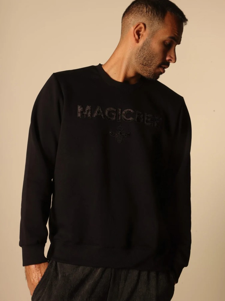 MagicBee Black Velvet Logo Sweatshirt - Black