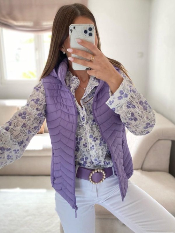 Quilted Vest Jacket - Lilac