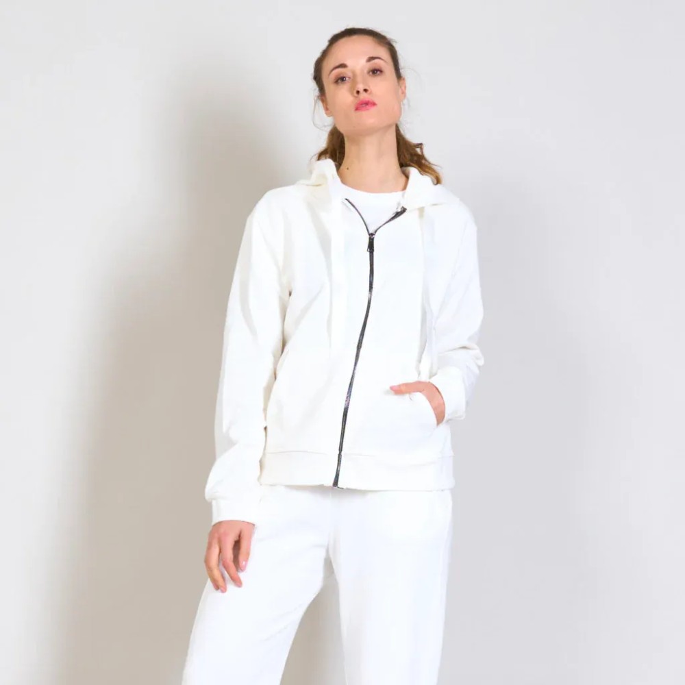 Zipped Hoodie - White