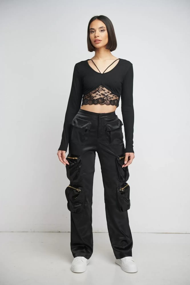 Lace Crop Top - Black