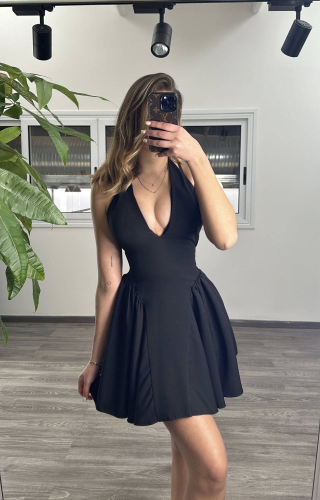 Halterneck Mini Dress - Black