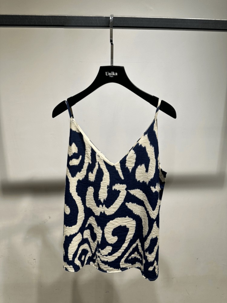 Abstract Print Tank Top - Blue