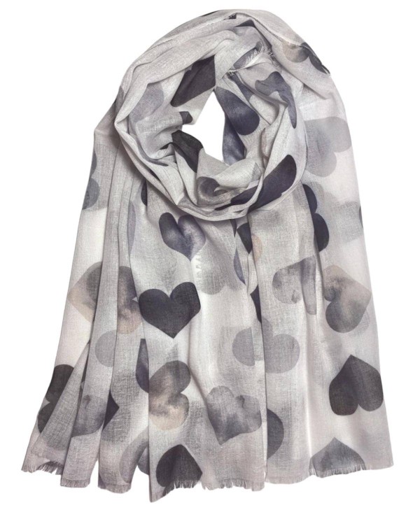 Heart Print Foulard - White