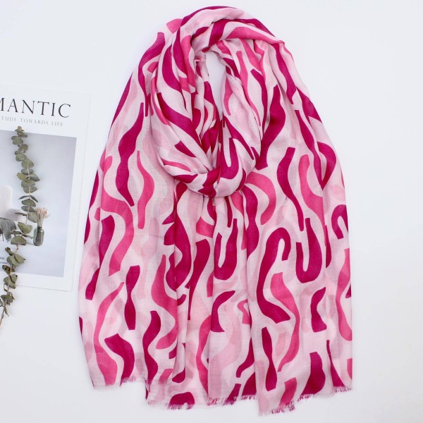 Wave Print Foulard - Fuchsia