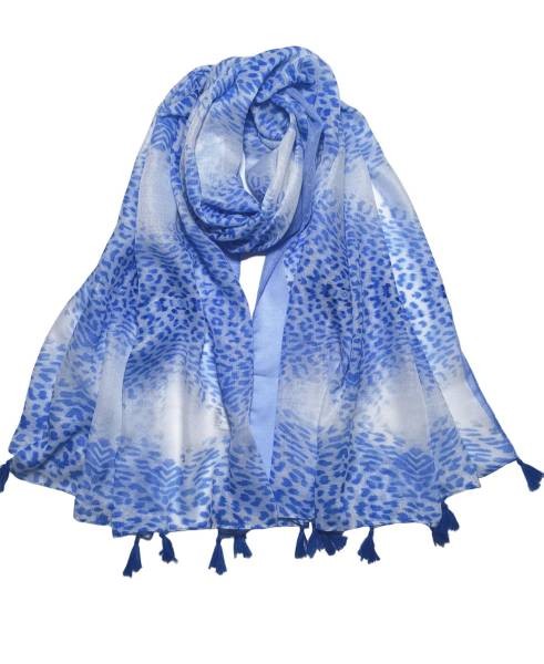 Leopard Print Foulard - Royal Blue