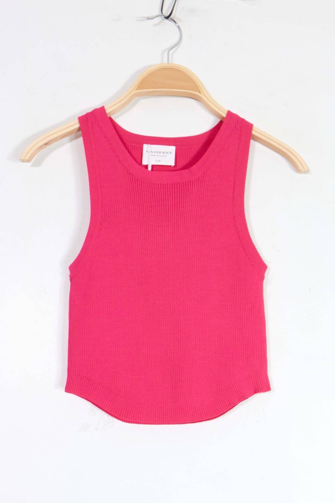 Ribbed Crop Top - Fuchsia