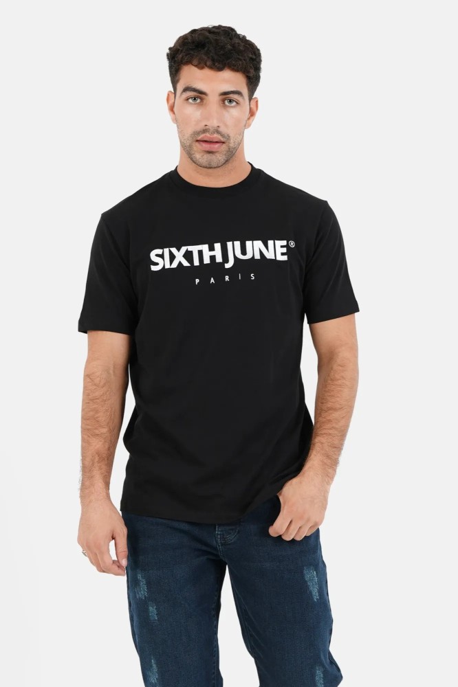 Sixth June T-shirt Logo Paris Embroidery - Black