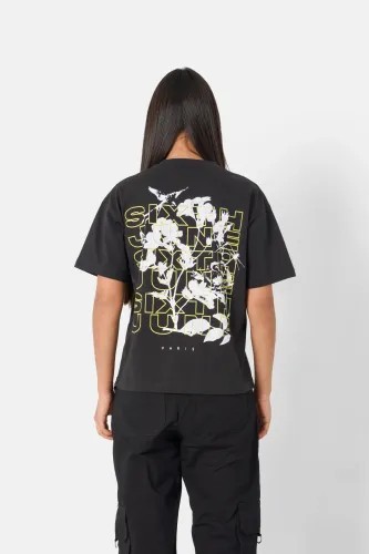 Sixth June Flower SJ Square T-shirt - Black