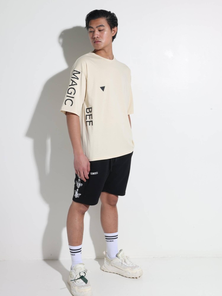 MagicBee Side Logo Oversized Tee - Beige