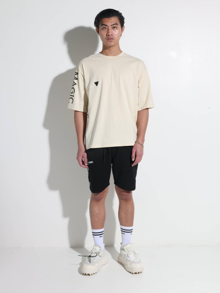 MagicBee Side Logo Oversized Tee - Beige