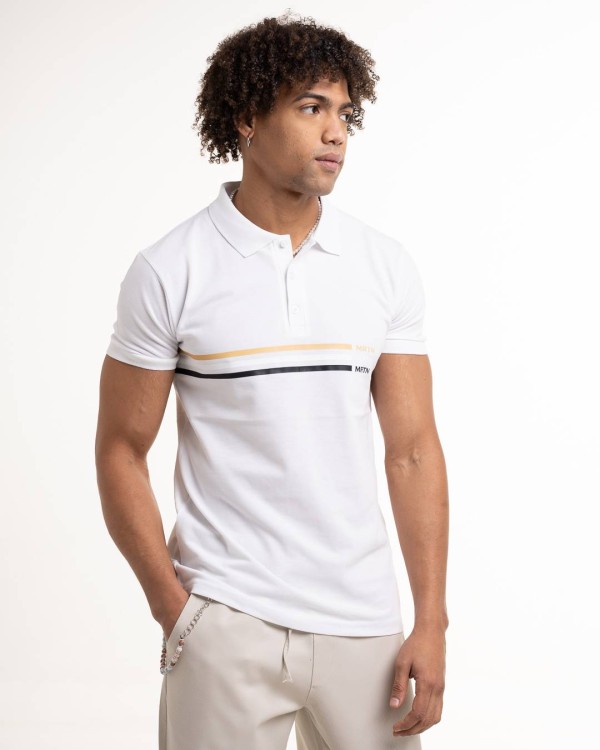 Martini Tricolor Stripes Polo - White