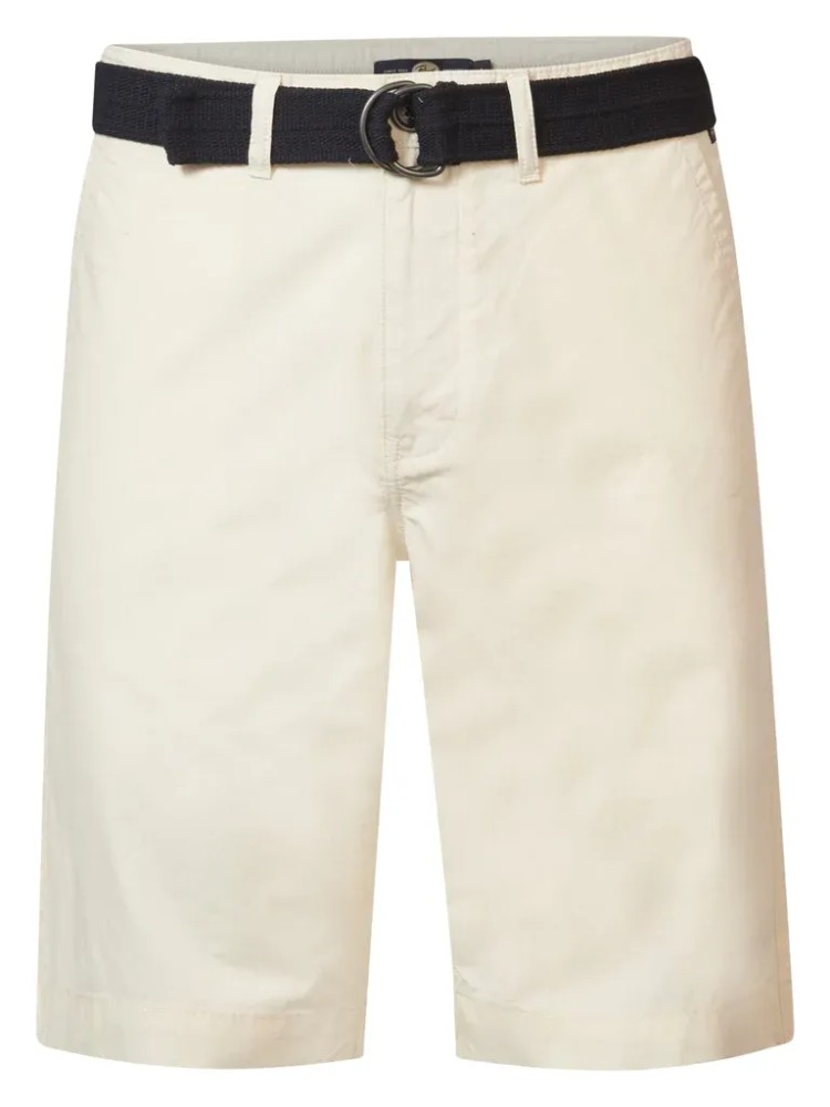 Petrol Chino Shorts with Belt Tropicana - White