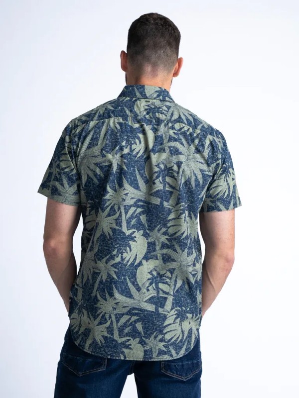 Petrol Tropical Shirt Sandy Beach - Blue