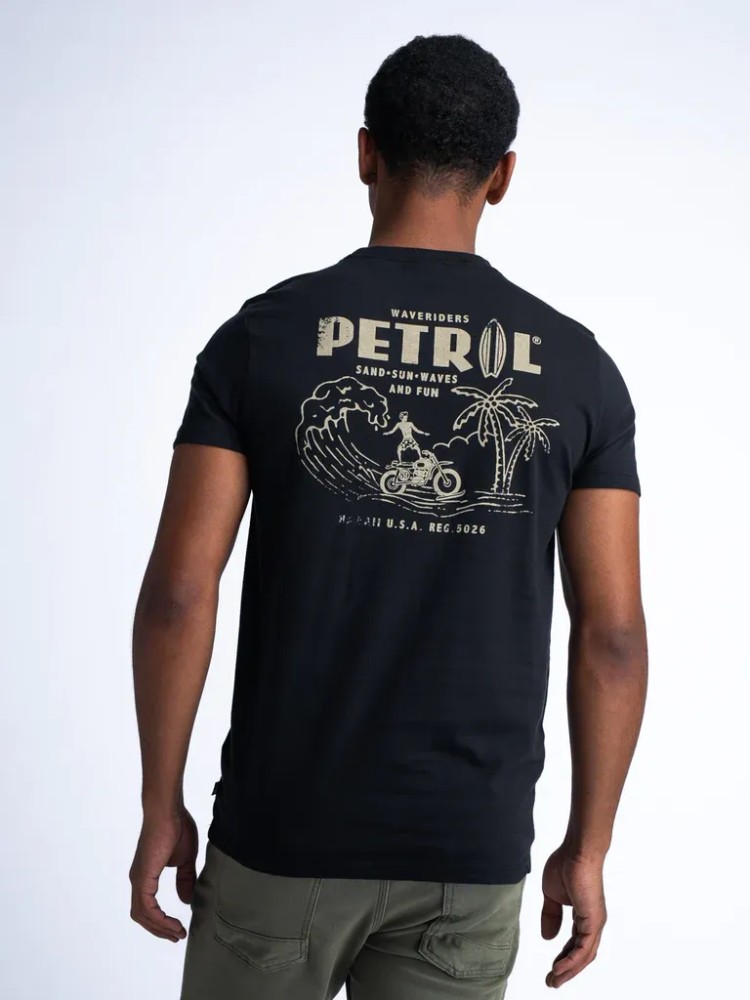 Petrol Back Print T-shirt Suntide - Black