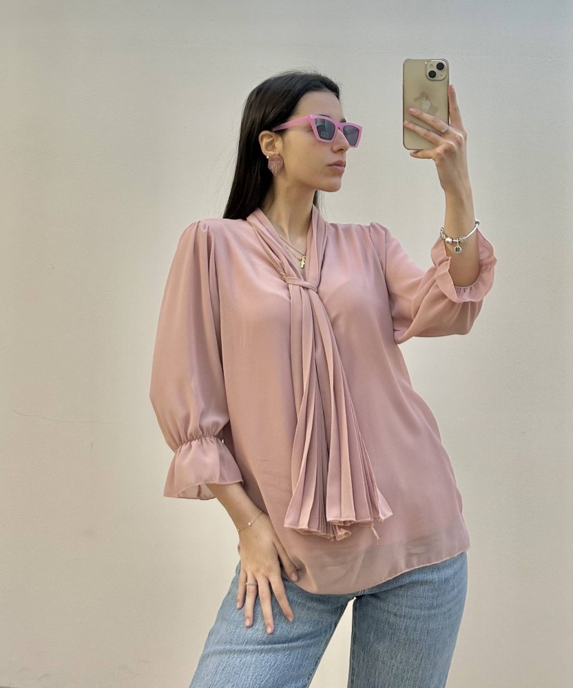 Bow Tie Blouse - Pink
