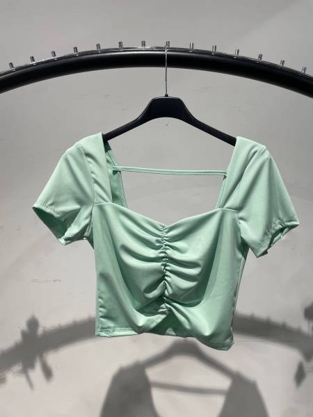 Ruched Crop Top - Mint