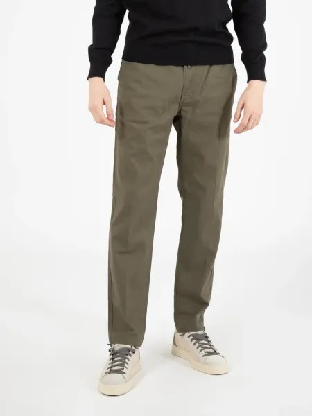 Linen Blend Trousers - Khaki