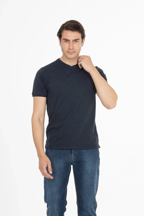 Basic V-Neck T-shirt - Blue