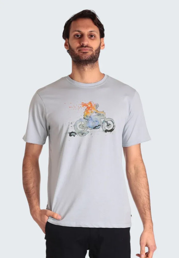 Moto Printed T-shirt - Sky Blue