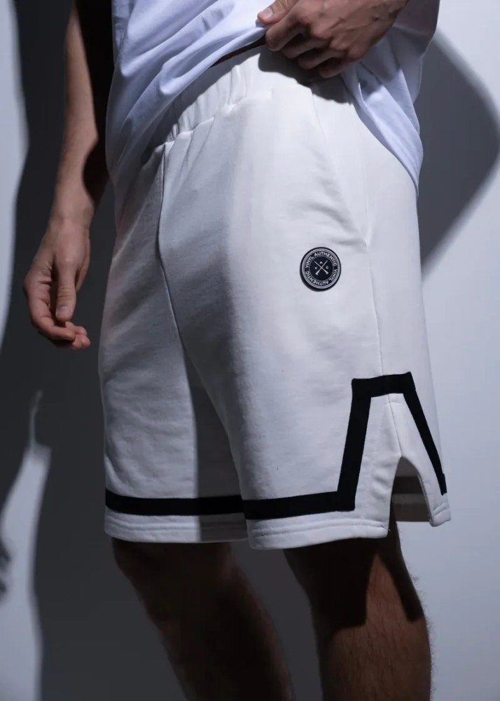 Vinyl Striped Detail Shorts - White