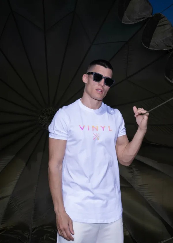 Vinyl Iridescent Logo Tee - White