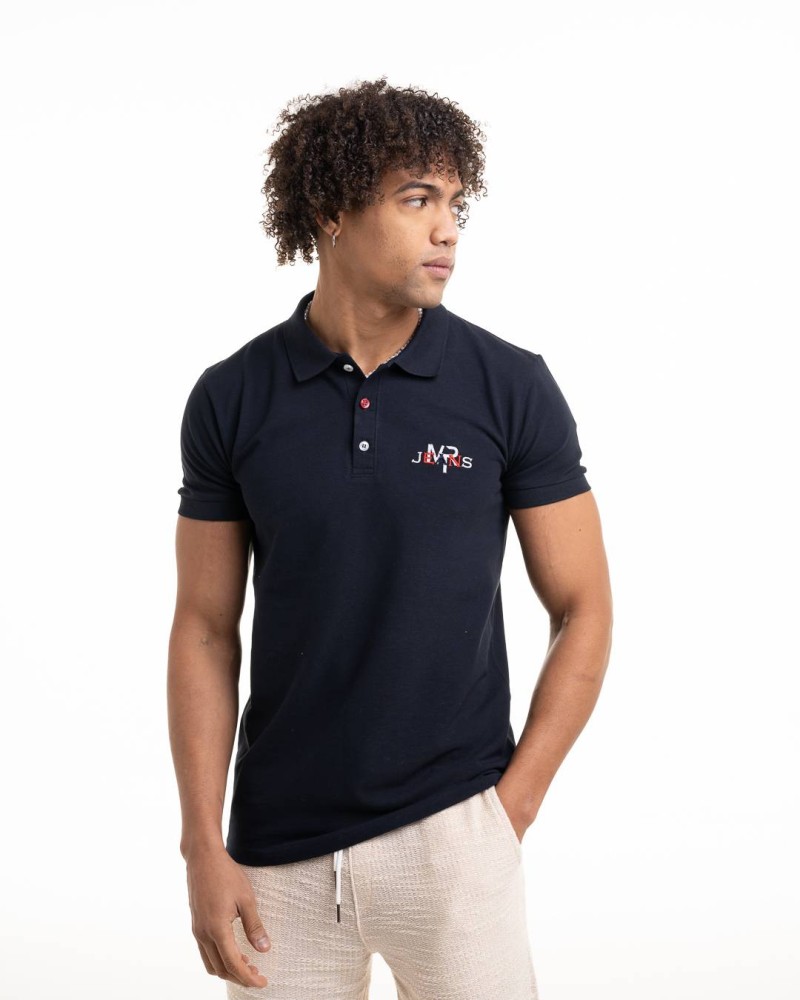 Martini Contrast MRTN Jeans Embroidery Polo T-shirt - Blue