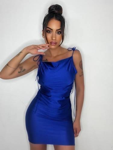 Open Back Strappy Dress - Royal Blue