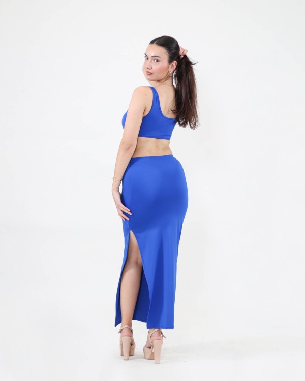 Gold Chain Dress - Royal Blue